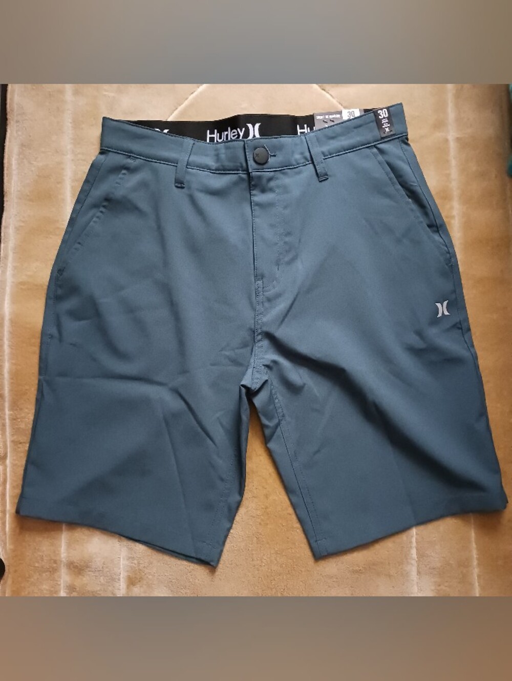 Hurley Men's Teal Flat Front Performance Shorts